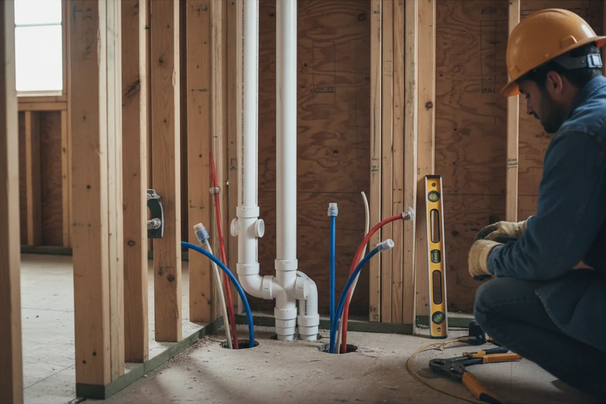 Drain and supply rough-in during Drain Cleaning in West Yarmouth